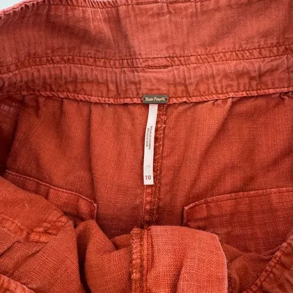 Free People Mohave Safari Pants Size 10 Rust Orange Cargo Drawstring Casual - Picture 7 of 10